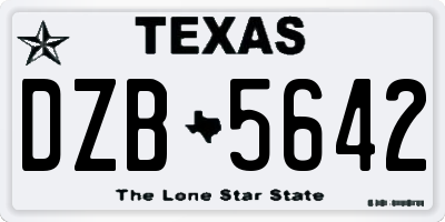 TX license plate DZB5642