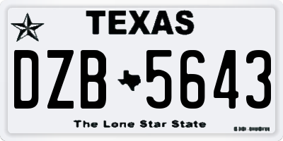 TX license plate DZB5643