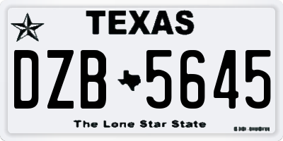 TX license plate DZB5645