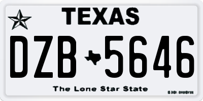TX license plate DZB5646