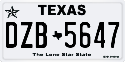TX license plate DZB5647
