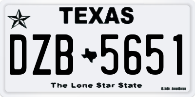 TX license plate DZB5651