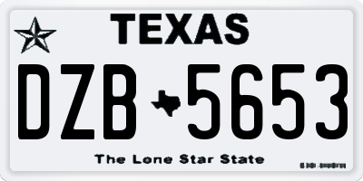 TX license plate DZB5653