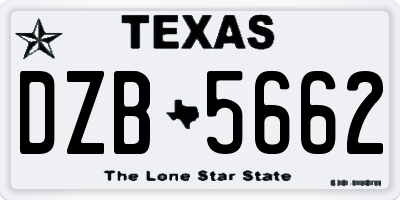 TX license plate DZB5662