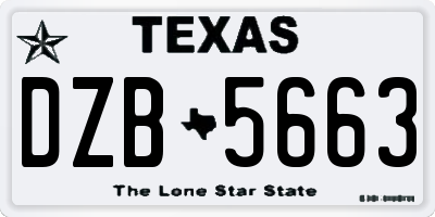 TX license plate DZB5663