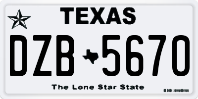 TX license plate DZB5670