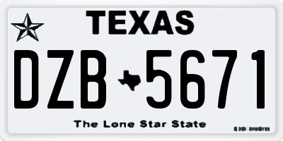TX license plate DZB5671