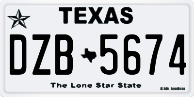 TX license plate DZB5674