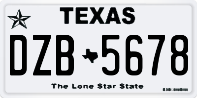 TX license plate DZB5678