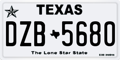 TX license plate DZB5680