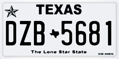 TX license plate DZB5681
