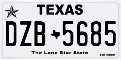TX license plate DZB5685