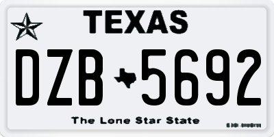 TX license plate DZB5692