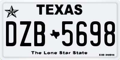 TX license plate DZB5698