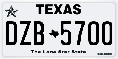 TX license plate DZB5700