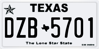 TX license plate DZB5701