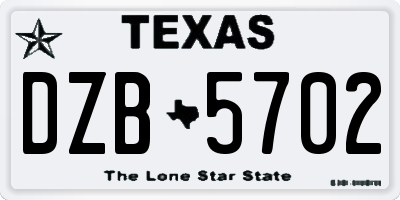TX license plate DZB5702