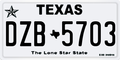 TX license plate DZB5703