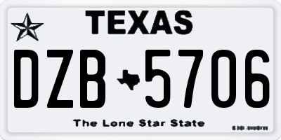 TX license plate DZB5706