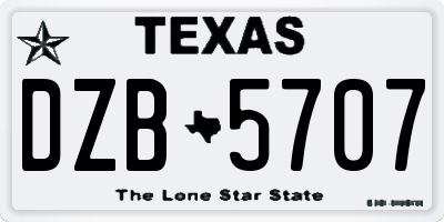 TX license plate DZB5707