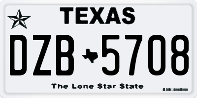 TX license plate DZB5708