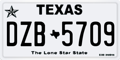 TX license plate DZB5709