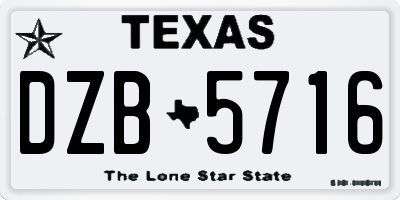 TX license plate DZB5716