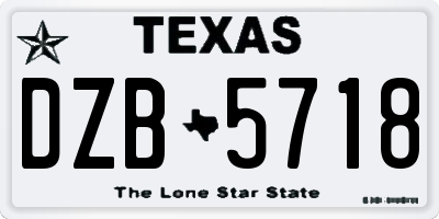 TX license plate DZB5718