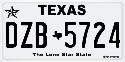 TX license plate DZB5724