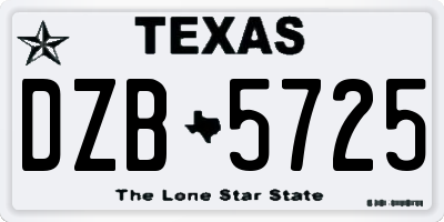 TX license plate DZB5725