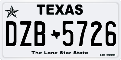 TX license plate DZB5726
