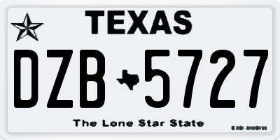 TX license plate DZB5727