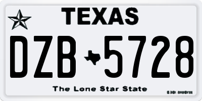 TX license plate DZB5728