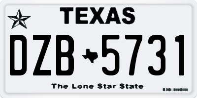 TX license plate DZB5731