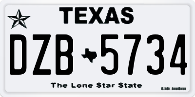 TX license plate DZB5734