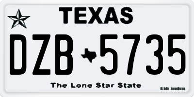 TX license plate DZB5735