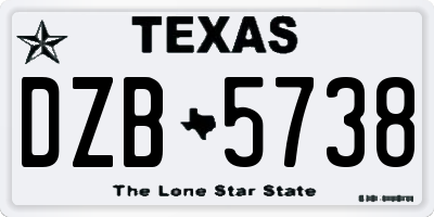 TX license plate DZB5738