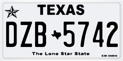 TX license plate DZB5742