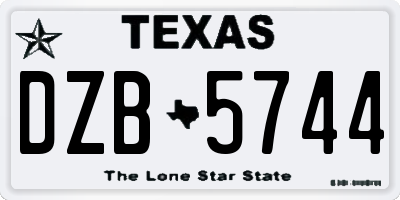 TX license plate DZB5744