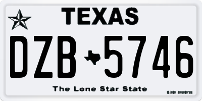 TX license plate DZB5746