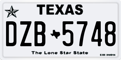 TX license plate DZB5748
