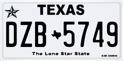 TX license plate DZB5749