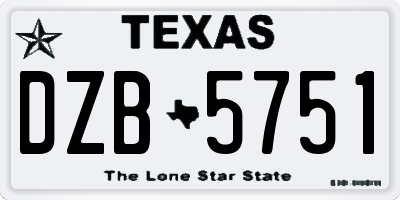 TX license plate DZB5751