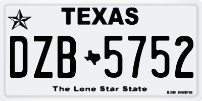 TX license plate DZB5752