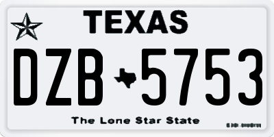 TX license plate DZB5753