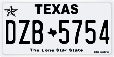 TX license plate DZB5754