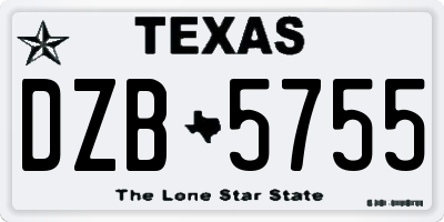 TX license plate DZB5755