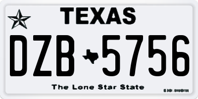 TX license plate DZB5756