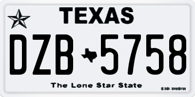 TX license plate DZB5758