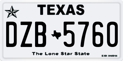 TX license plate DZB5760